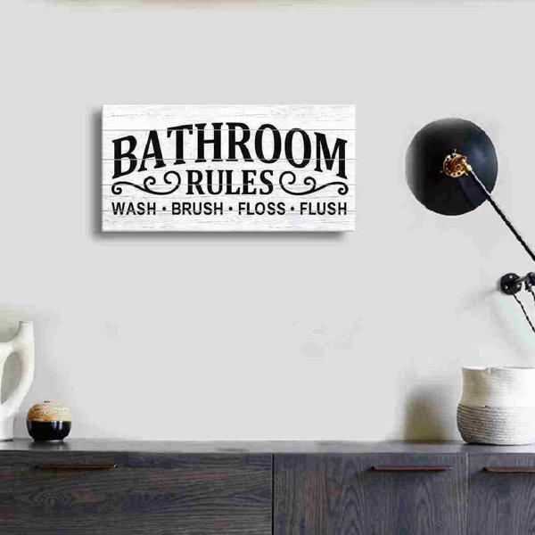 Gracie Oaks Vintage Bath Canvas Wall Art Decor Rustic Bathroom Rules